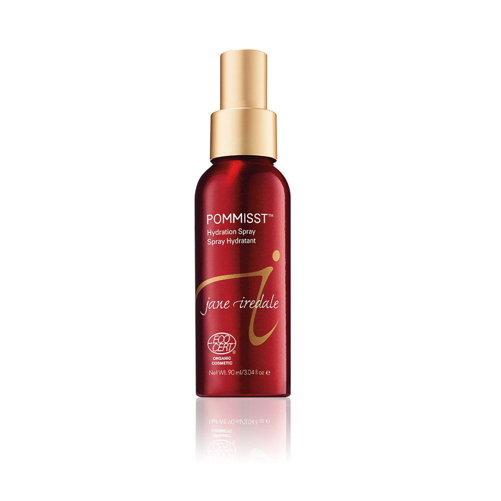 Jane-Iredale-hydration-spray-pommisst Fles met Pommisst Hydration Spray, een spray voor de droge, normale of pigmentgevoelige huid.